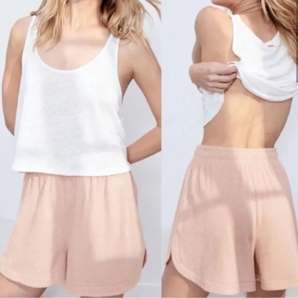 Lunya High Waisted Knit Terry Cotton Shorts Dusty Rose Women’s Small